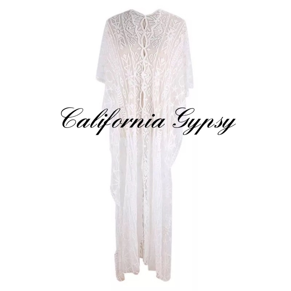 Kaftan Vintage Lace Bohemian Gypsy Coverup - Picture 6 of 12